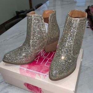 Not Rated gold glitter booties